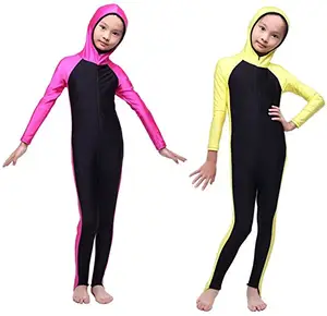儿童游泳服装女孩男孩儿童泳衣长袖泳衣泳衣全腿一体式泳衣