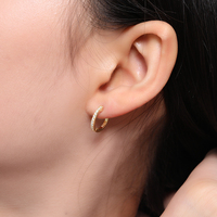 Populaire Minimaliste 925 Sterling Silver Fine Jewelry Classique Coloré Zircon Huggie Hoop Boucles D'oreilles Plaqué Or 18K