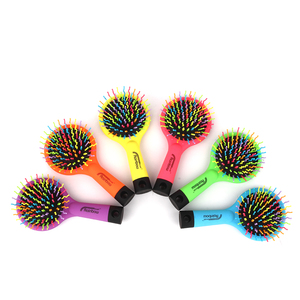 Nouvelle mode personnalisée coussin en caoutchouc et brosse à cheveux démêlante à poils colorés avec miroir pour enfants et adolescents, 2023 - Product Image 3