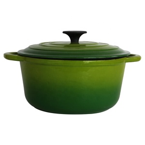 Pot <span class=keywords><strong>en</strong></span> <span class=keywords><strong>fonte</strong></span> brute émaillé vert 24cm, Pot/four néerlandais avec double poignée et couvercle pour casseroles - Product Image 1