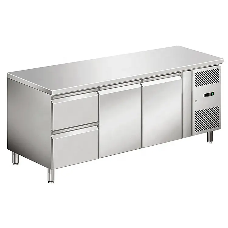 Professional refrigeration Counter Top Stainless Steel Kitchen Refrigerator Under Bar Fridge