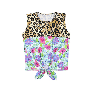 SY-079-YXL Yihong Imprimé Léopard Avec <span class=keywords><strong>Cactus</strong></span> Et Fleur Noué Maman Et Moi Confortable Bébé Filles T-shirt - Product Image 2