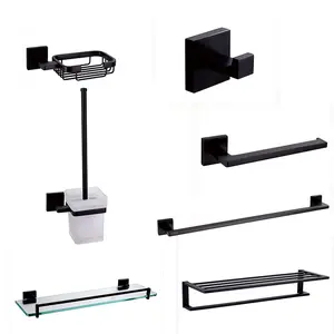 Bathroom Accessories Black Black Bathroom Accessory Set Towel Rack