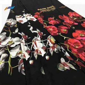 100 polyester pine skin printing fabric for lady formal black