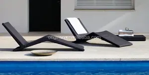 Z forma apilable de mimbre de resina al aire libre piscina cama para hotel tumbonas de jardín baratos