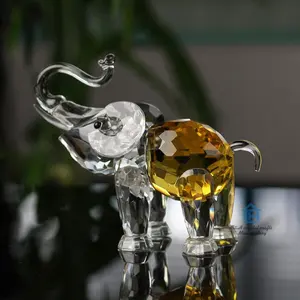 Модный дизайн, красивая кристаллическая золотистая статуя слона k9 для сувенирного подарка