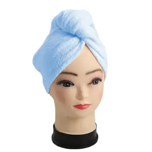 Toalla de secado de pelo de bambú orgánico, envoltura de turbante de secado de pelo, giro superabsorbente, venta al por mayor