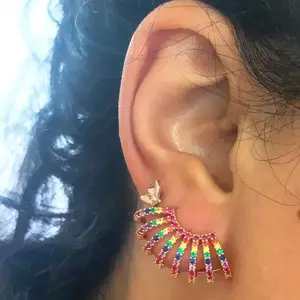 2023 Baru Tiba Desain Terbaru Sekitar Telinga Bawah Multi Warna Micro Pave Candy Rainbow Earring
