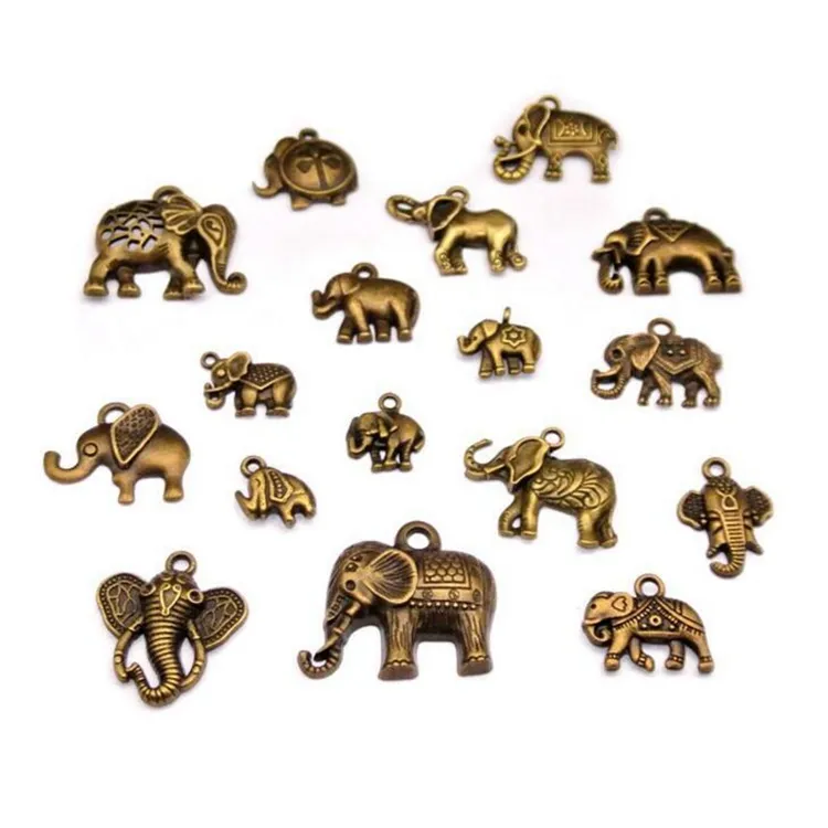 FAI DA TE in metallo della lega di fascini di vendita della fabbrica della miscela elefanti pendenti di fascini tibetano colore per monili che fanno