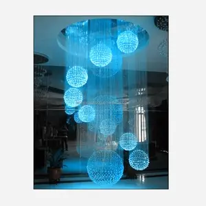 China suppliers production Styles RGB wooden or stainless steel base modern fiber optic chandelier