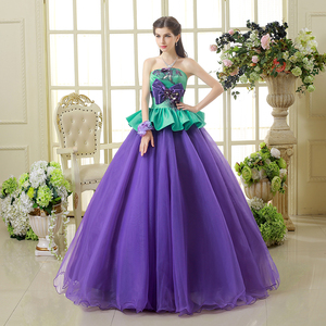 strapless open back dress Black and Purple Gothic Wedding Dress With Lace Embroidery –  WonderlandByLilian main image 1