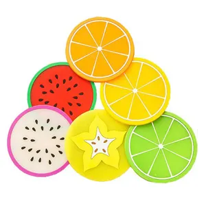 Antiscivolo Fetta di Frutta Bere Tazze Pad Del Silicone di Frutta Coaster