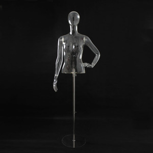 แฟชั่น Clear Mannequins โปร่งใสหญิง Manikin ผู้หญิงด้านบน Mannequin กับหัวใน XINJI โรงงาน - Product Image 4