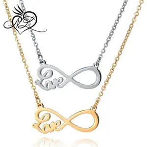 High Polished Sideways Stainless Steel Love Infinity Pendant Necklace For Girlfriend
