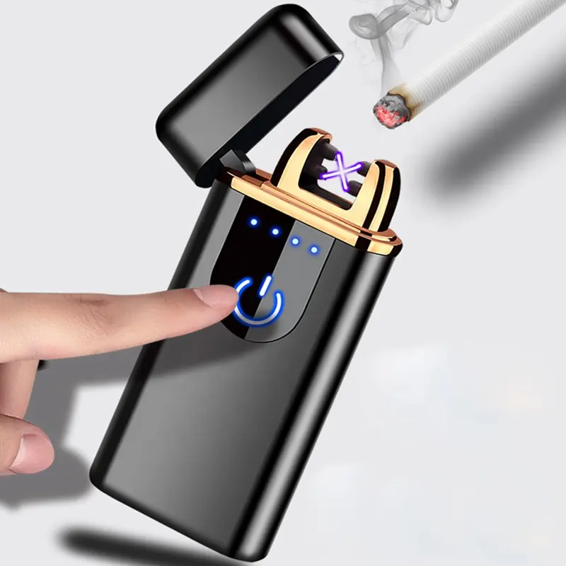 Cool USB Double Arc Smoking Cigarette Lighter Flameless Electric Plasma Cigarette Lighters Custom Best Gift