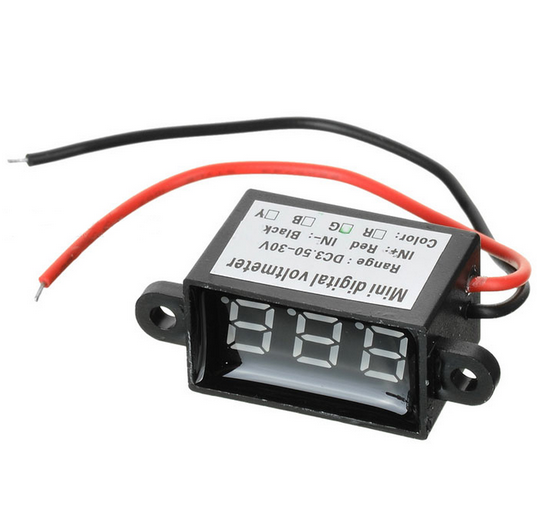 Mini Voltmetro Digitale, 0,3 Pollici LED Luminoso Display, DC 2,4-30 V, Voltmetro a Corrente Continua a Due Fili, Impermeabile, Protezione Inversa