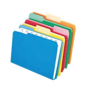 Papeterie en gros, 7 à 10 couleurs disponibles, 100 par boîte, classeur à 3 onglets en papier manille coloré - Product Image 2