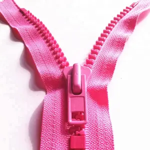 #10 Neon pink large teeth derlin plastic zipper with auto lock slider