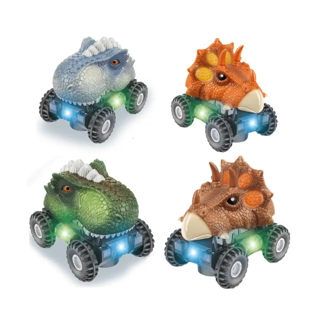 Dinozor arabalar 8 paket, light Up Dino araba LED ışık ve ses dinozor oyuncak araba için Boys için mevcut dinozor araçlar çocuklar için