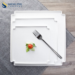 Assiettes carrées en porcelaine pour restaurant, écologiques, noires <span class=keywords><strong>et</strong></span> blanches, mates, plates, en céramique, pour <span class=keywords><strong>service</strong></span>, peu profondes, 8, 10 <span class=keywords><strong>et</strong></span> 12 pouces - Product Image 3