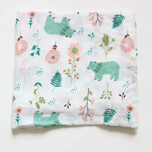 Serviette de bain pour bébé mignonne en forme d'ours, 70% bambou, 30% coton, double couche de gaze, imprimée, jetable, couvre-poussette pour bébé, été, printemps - Product Image 3