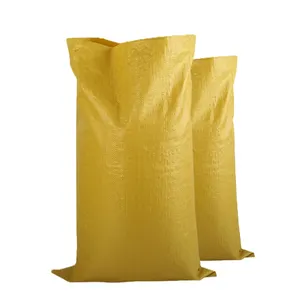 china plastic pp yellow woven polypropylene rice bag 25 kg 50kg for used clothes packing