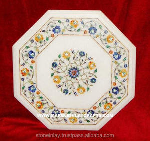 Haut de Table avec incrustation de pierre blanche Exclusive, livraison gratuite - Product Image 1