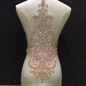 Vestido de couture de capuz de grande tamanho, renda de cristal, costurar no aplique, remendo