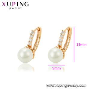 95132 xuping fancy disegno oro orecchino, commercio all'ingrosso bianco orecchino di perla nuovo modelli di <span class=keywords><strong>orecchini</strong></span> a cerchio in oro - Product Image 2