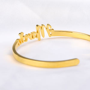 Miglior regalo personalizzato scrivi nome braccialetto alfabeto gioielli femme braccialetti dell'amicizia <span class=keywords><strong>con</strong></span> polsino in acciaio inossidabile personalizzato - Product Image 4