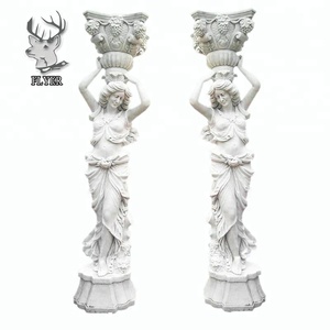 Columnas Romanas Clásicas de Lujo en Mármol Natural con Estatua de Mujer en Mármol - Product Image 6