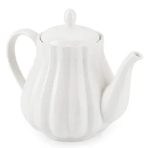 <span class=keywords><strong>Citrouille</strong></span> blanche Cannelée Forme <span class=keywords><strong>Théière</strong></span> En Céramique Avec Poignée - Product Image 1