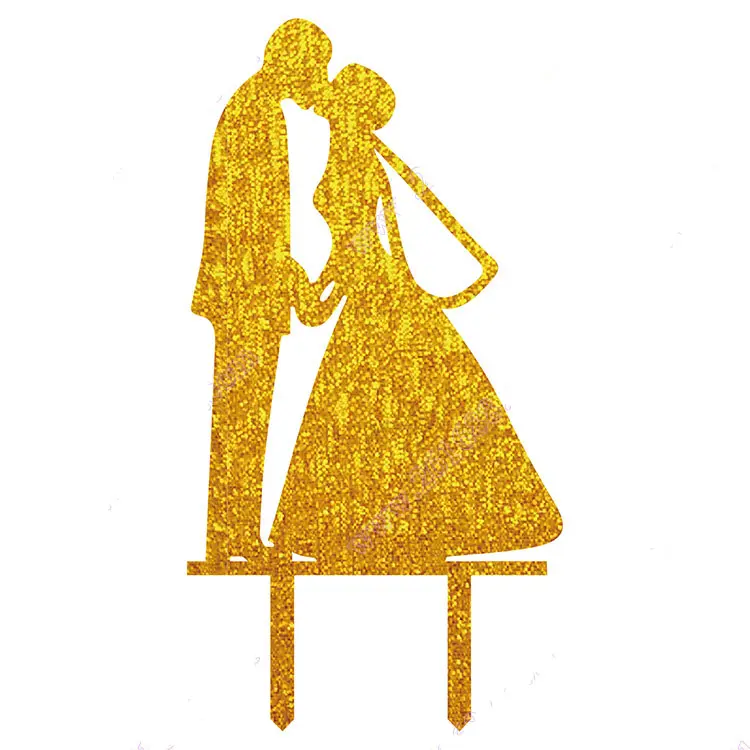 Wedding Party Cake Inserted Card Decoration Groom and Bride Silhouette Shape Design Wedding Cake Topper