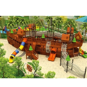 Parc d'attractions toboggan pour enfants, nouveaux produits de grande taille, terrain de jeux d'extérieur, navire de Pirate en bois - Product Image 2