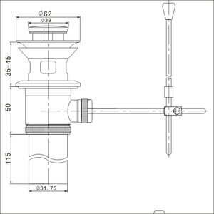 <span class=keywords><strong>Bonde</strong></span> de lavabo-bidet ALLURE vissante laiton à clapet <span class=keywords><strong>sans</strong></span> tiret vertical sortie fileté 1''1/4 chromé - Product Image 2