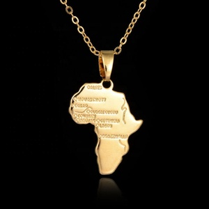 Miglior Regalo Collana con Ciondolo Placcato Oro Mappa dell'Africa Persone di Colore per San Valentino - Product Image 5