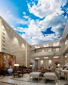 ZHIHAI Blue Sky In Cố Định Với Đèn <span class=keywords><strong>Led</strong></span> Backlit Cấu Trúc Kim Loại Giữ Gạch Trần Pvc - Product Image 2