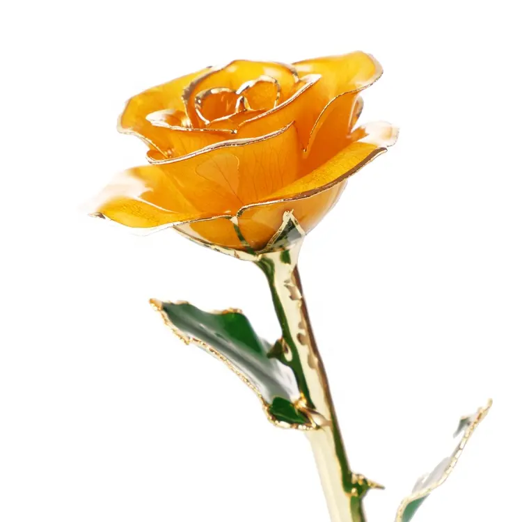 everlasting love rose dipped in 24k gold yellow color flower for father's day ,births ,Christmas gifts and indoor decoration