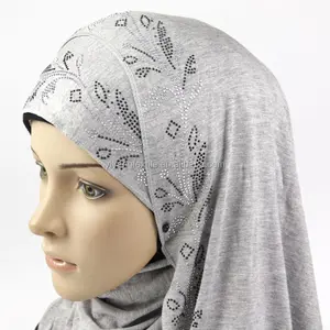 Оптовая продажа, дешевый хлопковый хиджаб из Джерси, мусульманские шарфы и шали для женщин Дубая