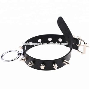 Collana <span class=keywords><strong>Choker</strong></span> <span class=keywords><strong>Punk</strong></span> con Borchie e Rivetti, Pendente a Cerchio Grande Esagerato per Nightclub - Product Image 5
