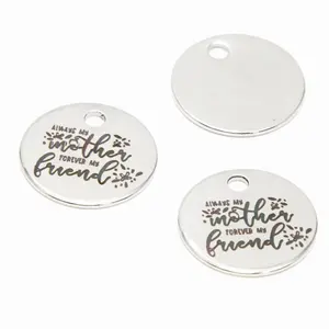 Mom charm always my mother forever my friend message Stainless Steel Charm pendant 20mm