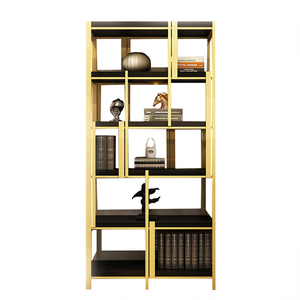 Simple Style Backless <strong>Bookshelves</strong> 70 Inch <strong>Tall</strong> White Open Back Display Bookcase Gold Metal Frame Multifunctional Bookshelf - Product Image 2