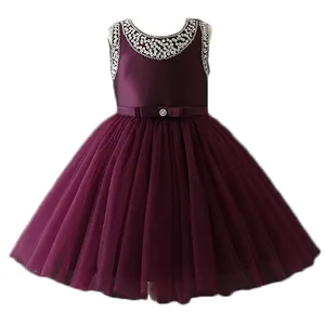 Cantão duoduo princesa vestido a granel, atacado crianças vestido roxo bebê 5 anos meninas festa vestidos de princesa