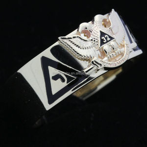 316l de acero inoxidable <span class=keywords><strong>o</strong></span> <span class=keywords><strong>plata</strong></span> 925 32nd grado alas de águila abajo anillo masónico. - Product Image 3