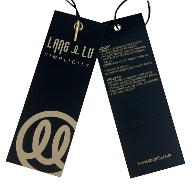 Etiquetas colgantes con cordón para ropa, diseño personalizado, Impresión de nombre, Logo, papel, ropa impresa, Pantalones