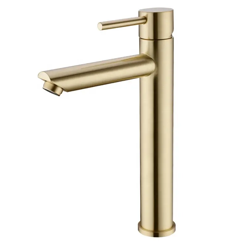 Luxus Massivem Messing Waschbecken Wasserhahn Hot & Cold Water Tap Deck Montiert Installieren Einzigen Handgriff Badezimmer Wasserhahn Gebürstet Gold