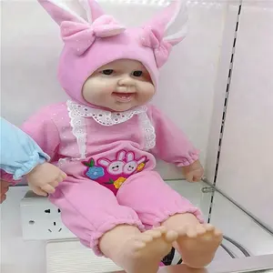 Lovely Hot sale laugh music newborn infants baby 46cm pink blue colorful clothes reborn silicone vinyl doll for baby gift toys