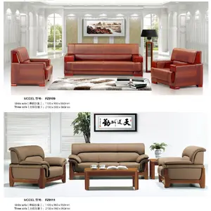 Executive Office Home Furniture Leather Sofa Kuka Wood Sofa