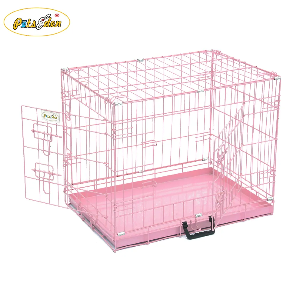Складная проволочная клетка для собак Питомник собак ящик розовый разные размеры