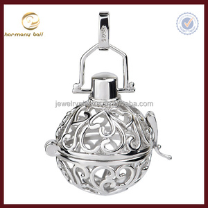 925 in argento Sterling piatto in rodiumn doppio cuore in argento angelo chiama ciondolo medaglione gabbia ricordo - Product Image 2